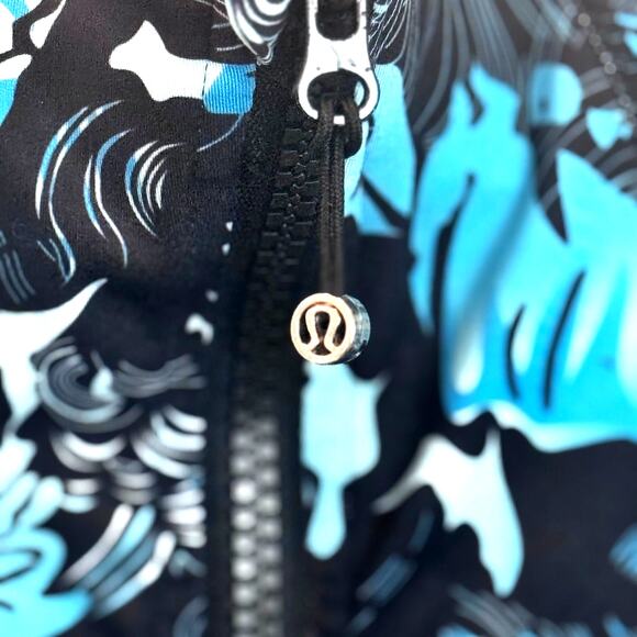 Lululemon Define Jacket Womens Size 8 Black Teal Print Full Zip Athletic - Picture 5 of 13